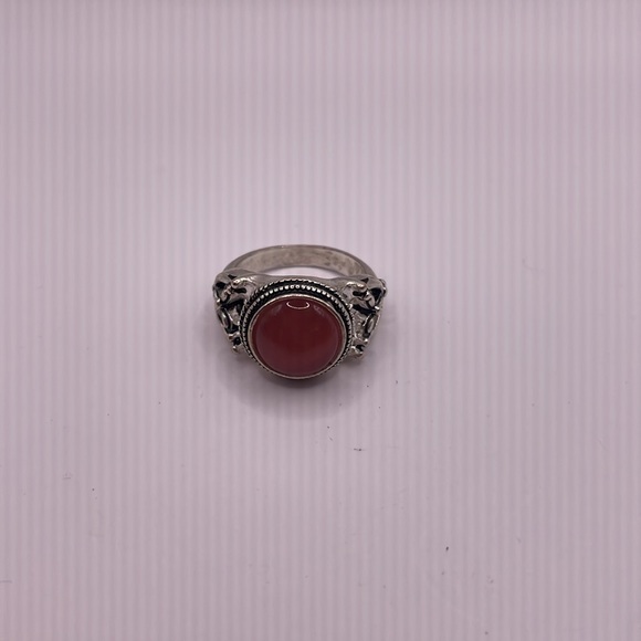 Vintage Silver Tone Cocktail Statement Pink Ring Size 6.5 - Picture 2 of 3